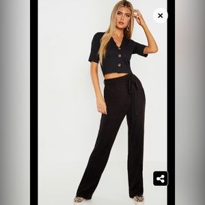 PrettyLittleThing Tall Knit Rib Tie Trousers